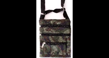 Tasje camouflage print met 3 ritsen