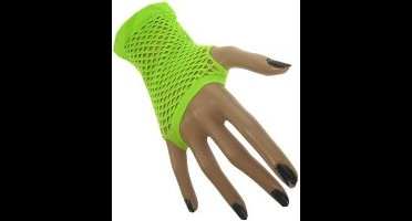 PartyXplosion - Handschoenen - Vingerloos - Net - Fluor groen - Kort