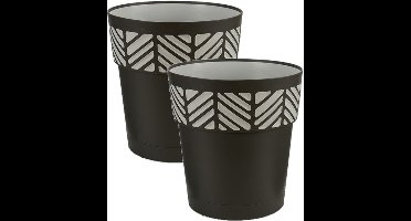 3x stuks kunststof Orfeo bloempotten/plantenpotten antraciet 30 cm - Bloempotten voor binnen en buiten