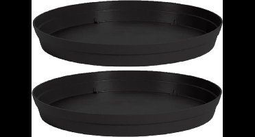 EDA Bloempot onderschaal Toscane - 4x stuks - kunststof - antraciet - D23 cm - opvangschalen
