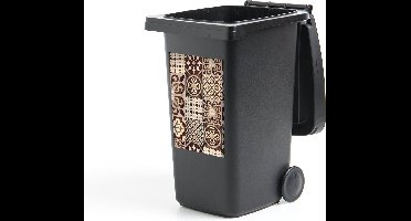 Container sticker Retro - Patronen - Bruin - Bloemen - Abstract - 40x60 cm - Kliko sticker
