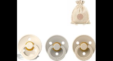 BIBS fopspenen T3 + speenzakje BolleToet - Vanilla, Sand en Ivory - 18+ maanden