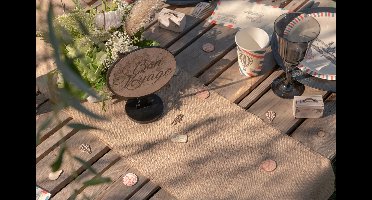 Tafelloper op rol - jute - 26 cm x 5 m - Feest/bruiloft tafelkleed