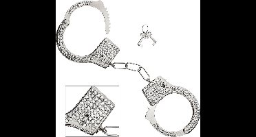 Zilverkleurige strass handboeien voor volwassenen - Verkleedattribuut