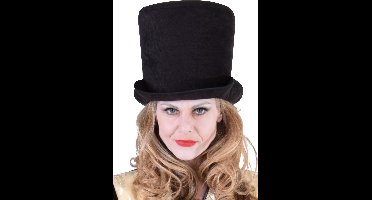 Magic By Freddy's - Steampunk Kostuum - Luxe Hoge Hoed Zonder Bril - Zwart - Carnavalskleding - Verkleedkleding