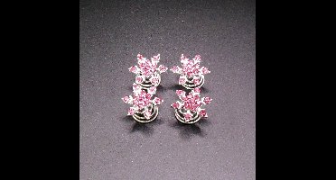 Curlies donkerroze bloem 6 blad punt met strass