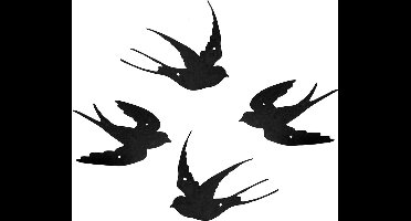 Esschert Design Tuin/muurdecoratie zwaluw - 4x - gietijzer - 30 x 39,5 cm