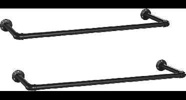 FurnStar kledingstang - 92 x 30 x 7,5 cm - Zwart - Metaal - Set van 2 stuks