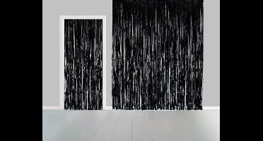 Folie gordijn metallic 2,4 meter x 1 meter zwart - festival themafeest huwelijk gala disco glitter and glamour wanddeco