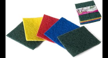 5 Kleurige Professionele schuurpads middel grof | Gekleurde schuurlapjes | schuurvlies | Spons | Sponzen | schoonmaak | Keukenartikelen