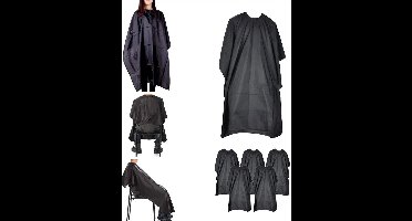 Premium Kappersmantel 140x85cm - 5 Stuks - Zwart - Kapmantel - Barber Cape Voor Volwassenen - Waterbestendig - Kappersschort - Kapper - Kappers - Mantel