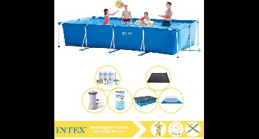 Intex Rectangular Frame Zwembad - Opzetzwembad - 450x220x84 cm - Inclusief Afdekzeil, Onderhoudspakket, Zwembadpomp, Filter, Grondzeil en Solar Mat