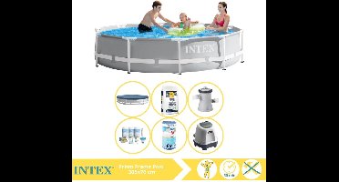 Intex Prism Frame Zwembad - Opzetzwembad - 305x76 cm - Inclusief Afdekzeil, Filter, Zoutsysteem en Zout