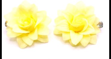 2 roosjes klein met duckklem geel met punt