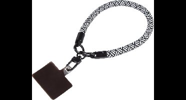 Universeel en afneembaar telefoon wristlet / Armband inclusief bevestigingsbatch Zwart en Wit