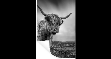 Muurstickers - Sticker Folie - Koeien - Schotse hooglander - Natuur - Dieren - Zwart wit - 20x30 cm - Plakfolie - Muurstickers Kinderkamer - Zelfklevend Behang - Zelfklevend behangpapier - Stickerfolie