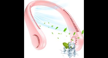 Merdoo Nek Ventilator Usb Oplaadbaar - 3 Standen Mini Hand Ventilator - Draagbare Sparkless Neck Fan - Nek koeler - Persoonlijke Handen Vrij Wearable Nekband Kleine Fans - 146 Luchtuitlaten Bladloze Ventilator - Roze