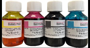MediaHolland - Huismerk Dye Refill Inkt Waterbasis voor HP Cartridges - Set van 4 Stuks - 4 Kleuren - HP Inktpatronen, Refill inkt
