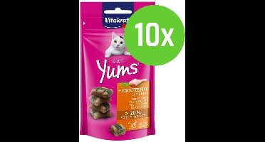 Vitakraft Cat Yums Kip & Kattengras - Kattensnack - 10 x 40 g