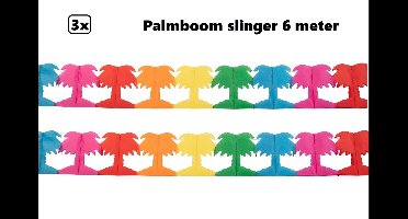 3x Slinger palmboom multicolor 600cm - Carnaval tropical thema feest festival hawai palm party