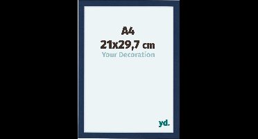 Your Decoration - Fotolijst A4 21x 29,7 cm - MDF - Donkerblauw Geveegd - Como
