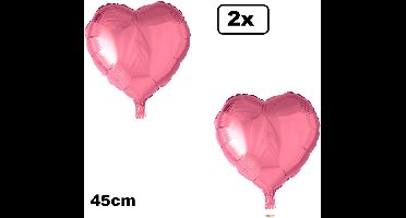 2x Folieballon Hart roze (45 cm) - trouwen huwelijk bruid hartjes ballon feest festival liefde white