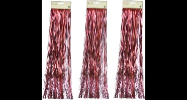 3x zakjes lametta golvend engelenhaar rood 50 x 500 cm - Tinsel/folie slierten - Kerstversiering/kerstboomversiering