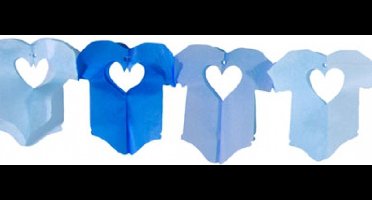Folat Slinger - papier - 6 meter - blauw - baby rompertjes - geboorte jongen - feestversiering