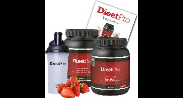 2 potten DieetPro Aardbei plus Gratis Shaker