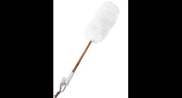 Gerimport Plumeau/duster - hout - wit - 76 cm