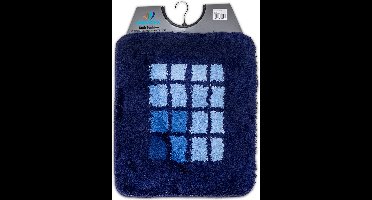 Wicotex - Bidetmat - WC mat - Toiletmat Blauw met kleine witte blokjes - Antislip onderkant - Afmeting 50x60cm