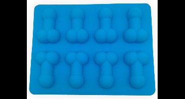 Kinky Pleasure Penis Vorm Ijs Klontjes Maker Blauw Bakken en Vriezen 17x14cm