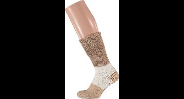 Apollo - Wollen Huissokken dames - Ribbed - Beige - Maat 35/38 - Wintersokken dames
