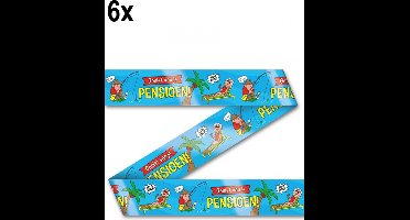 6x Afzetlint Cartoon Geniet van je pensioen - Lengte 12 meter - vlaglijn festival feest party verjaardag thema feest kleur