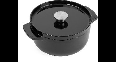 KitchenAid braadpan 22cm - geëmailleerd gietijzer - onyx zwart - rond