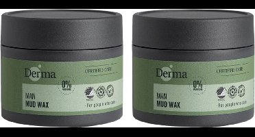 Derma Eco Man - Haar Wax - 2 x 75 ML - Sterke Fixatie - Hypoallergeen - Parfumvrij - Met sheaboter en Amandelolie
