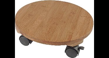 Nature - Planttrolley met wieltjes - Ø30cm - Naturel - bamboe composiet