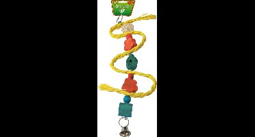 Vogelspeelgoed hout slinger met klos en bel 32 cm