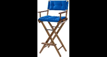 Stuurstoel Hoog Teak DeLuxe met Kobalt Blauwe kussenset (Geolied)