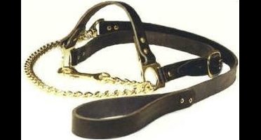 Keuringshalster met ketting, zwart LEER, kalf