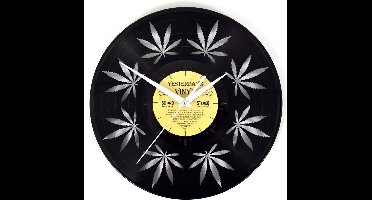 Vinyl Klok met Wiet Blaadjes - Cannabis LP Wandklok - 30 CM