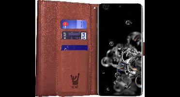 Hoesje geschikt voor Samsung Galaxy S20 Ultra - Book Case Kunstleer Pasjeshouder Bruin