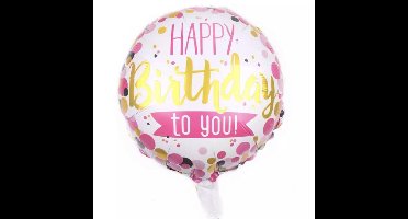 Happy birthday Ballon-Kroon-Roze- 2 stuks