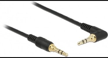 3,5mm Jack stereo audio slim kabel kabel met extra ruimte - haaks / zwart - 0,50 meter