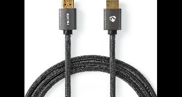 Nedis High Speed ​​HDMI-Kabel met Ethernet - HDMI Connector - HDMI Connector - 4K@60Hz - ARC - 18 Gbps - 2.00 m - Rond - Katoen - Gun Metal Grijs - Cover Window Box