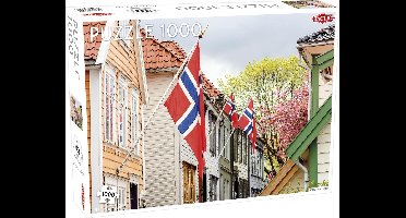 Tactic Street in Bergen – Puzzel – 1000 stukjes – Historisch Noors Straatbeeld – Strak en Rustgevend Ontwerp – Hoogwaardige Scandinavische Kwaliteit