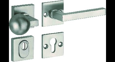 Veiligheidsgarnituur - Nikkel mat ongelakt - Mi Satori - Mi Satori knop/kruk op - SKG Kare mat nikkel/mat nikkel PVD rechts