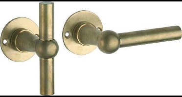 Artitec Deurkruk op rozet Chemin de Fer L/T 100mm messing antiek