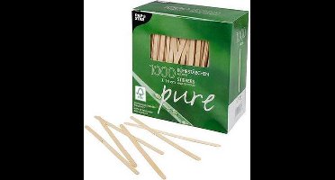 PAPSTAR Pure Houten Roerstaafjes, FSC, 140 mm (pak 1000 stuks)