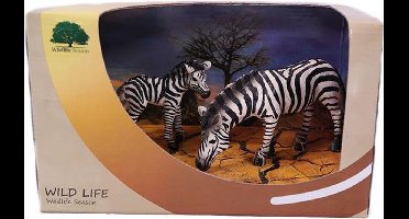 PIA Soft Toys - Moeder Zebra en veulen in Showbox - PVC - Wildlife - 12cm